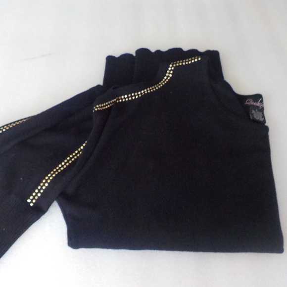 Long Tunic Sweater Gold Studs Cold Shoulder - Picture 6 of 11